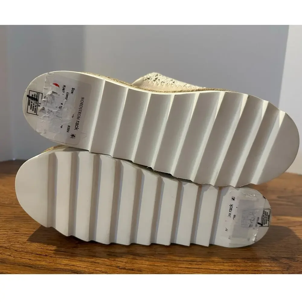 Free People Santorini Espadrille Platform Sandals Cream Size 7.5 Boho Chic